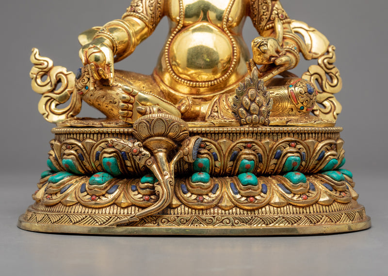 Yellow Dzambhala Sadhana Statue | Gold Gilded Statue For Meditation