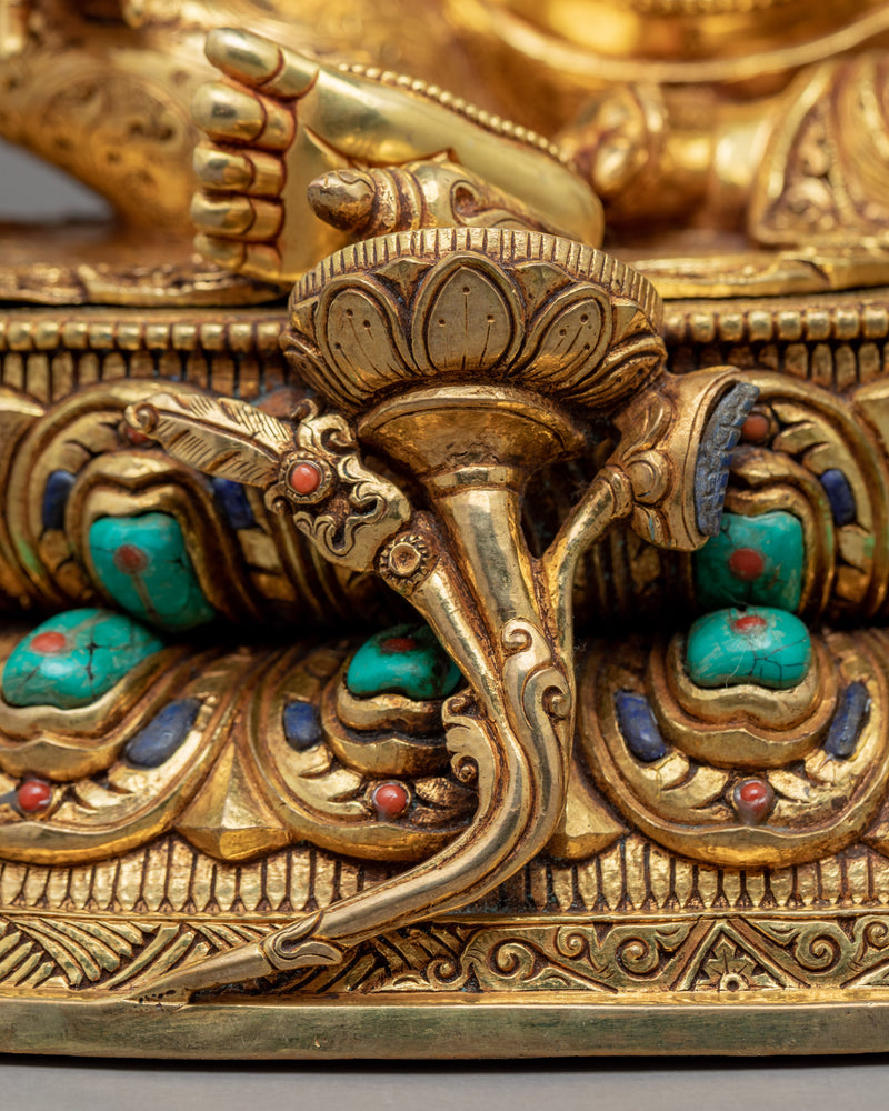 Yellow Dzambhala Sadhana Statue | Gold Gilded Statue For Meditation