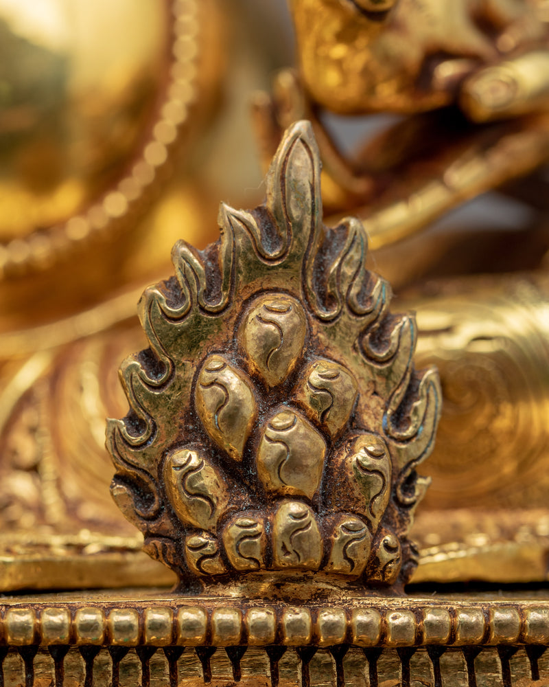 Yellow Dzambhala Sadhana Statue | Gold Gilded Statue For Meditation