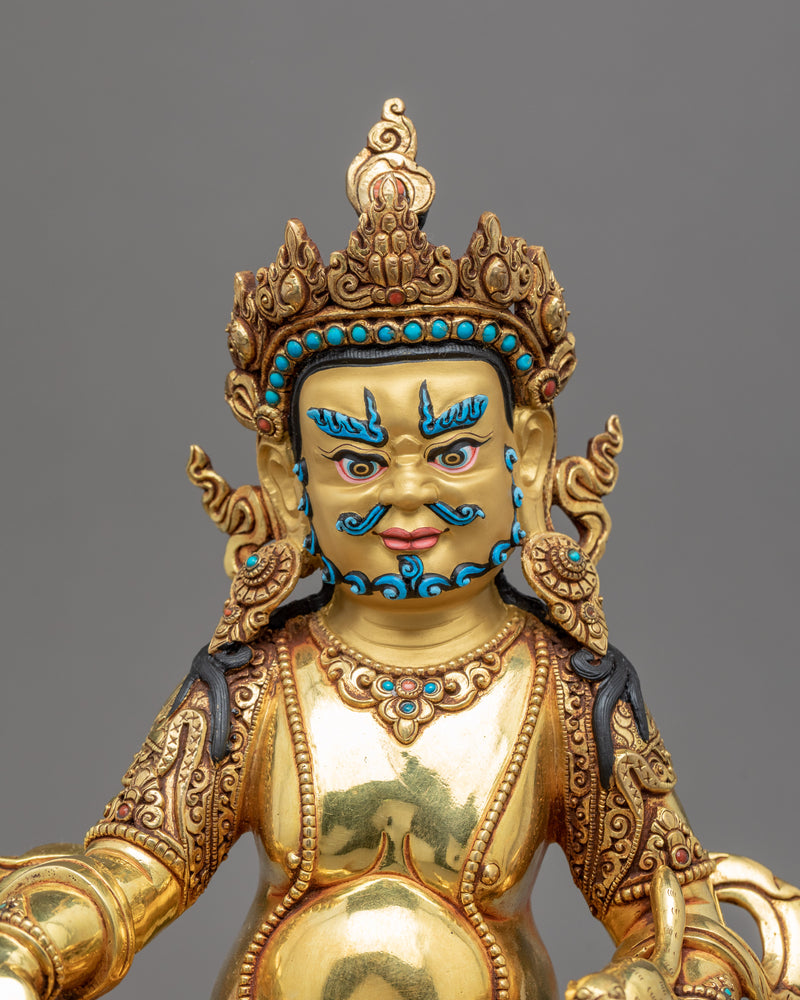 Yellow Dzambhala Sadhana Statue | Gold Gilded Statue For Meditation