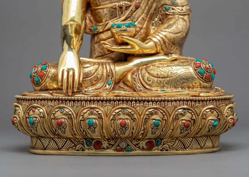 Buddhist Buddha Statue | Gold-Gilded Shakyamuni Buddha Traditional Sculpture
