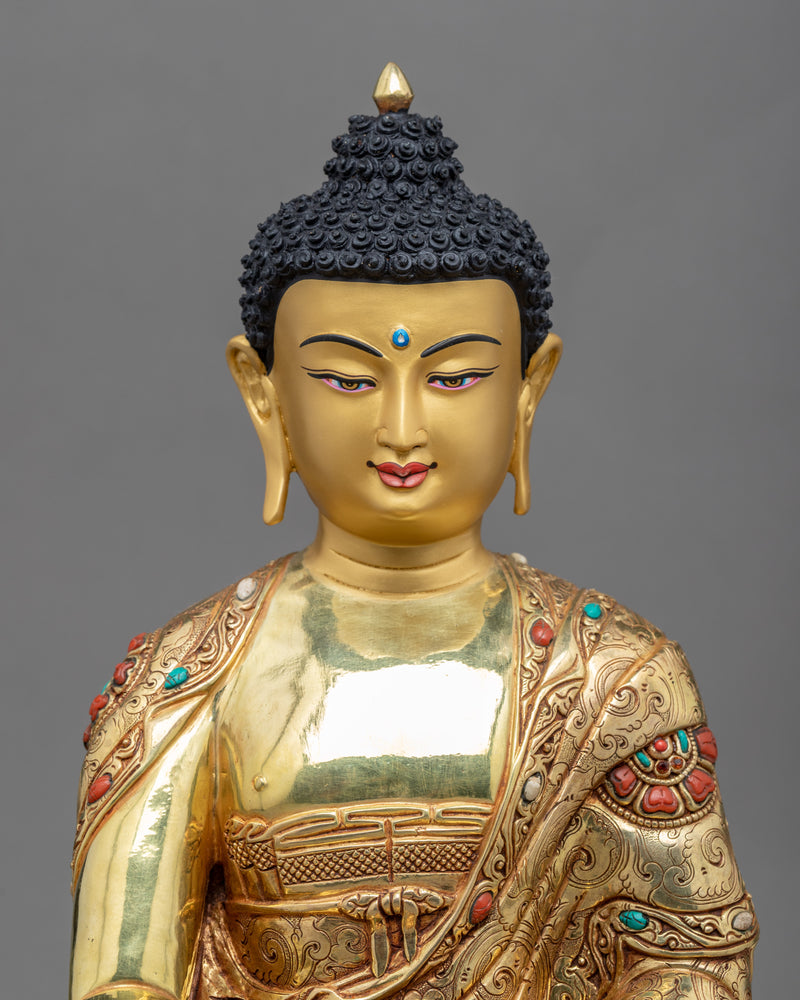 Buddhist Buddha Statue | Gold-Gilded Shakyamuni Buddha Traditional Sculpture