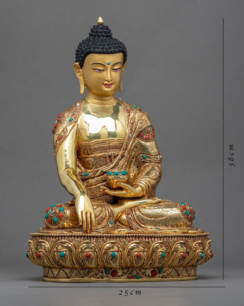 Buddhist Buddha Statue | Gold-Gilded Shakyamuni Buddha Traditional Sculpture
