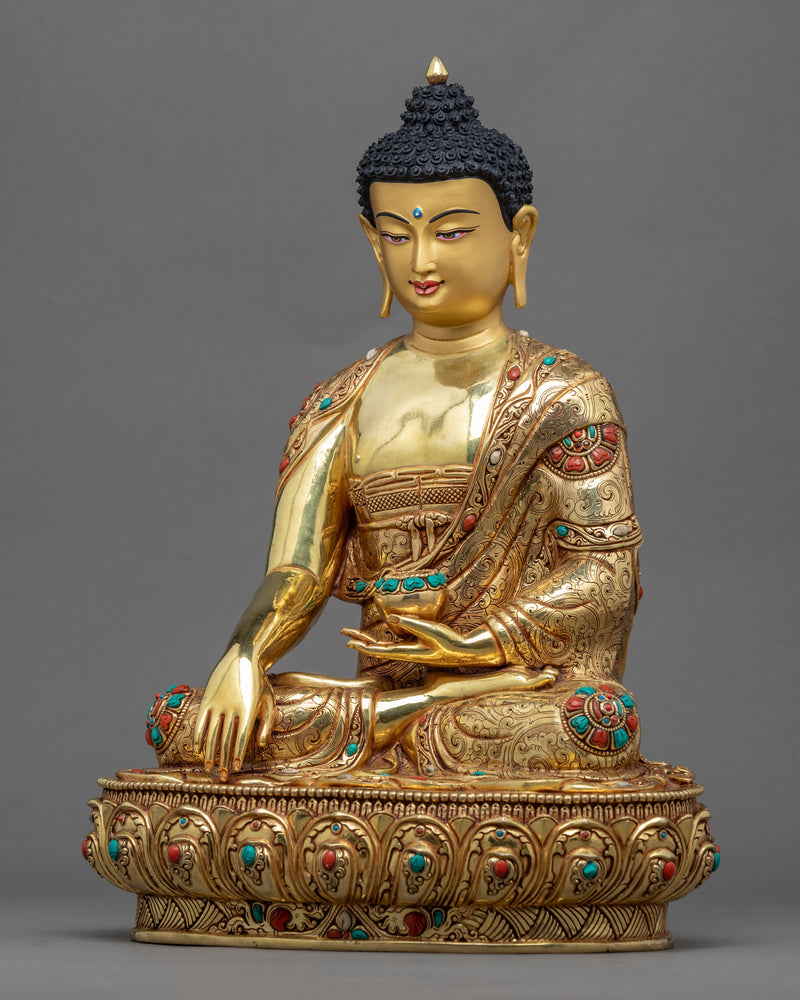Buddhist Buddha Statue | Gold-Gilded Shakyamuni Buddha Traditional Sculpture