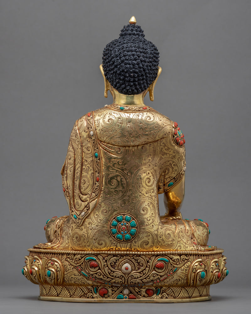 Buddhist Buddha Statue | Gold-Gilded Shakyamuni Buddha Traditional Sculpture