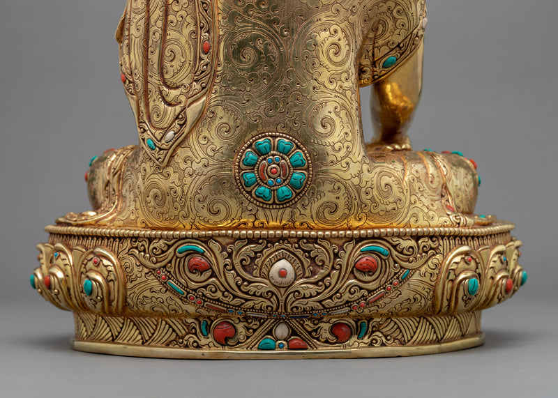 Buddhist Buddha Statue | Gold-Gilded Shakyamuni Buddha Traditional Sculpture