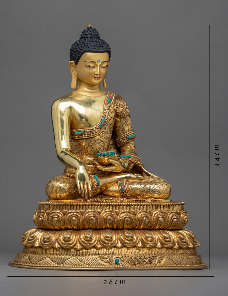 Gold Gilded Copper Buddha Statue | Tibetan Buddha Sculpture For Mindfulness