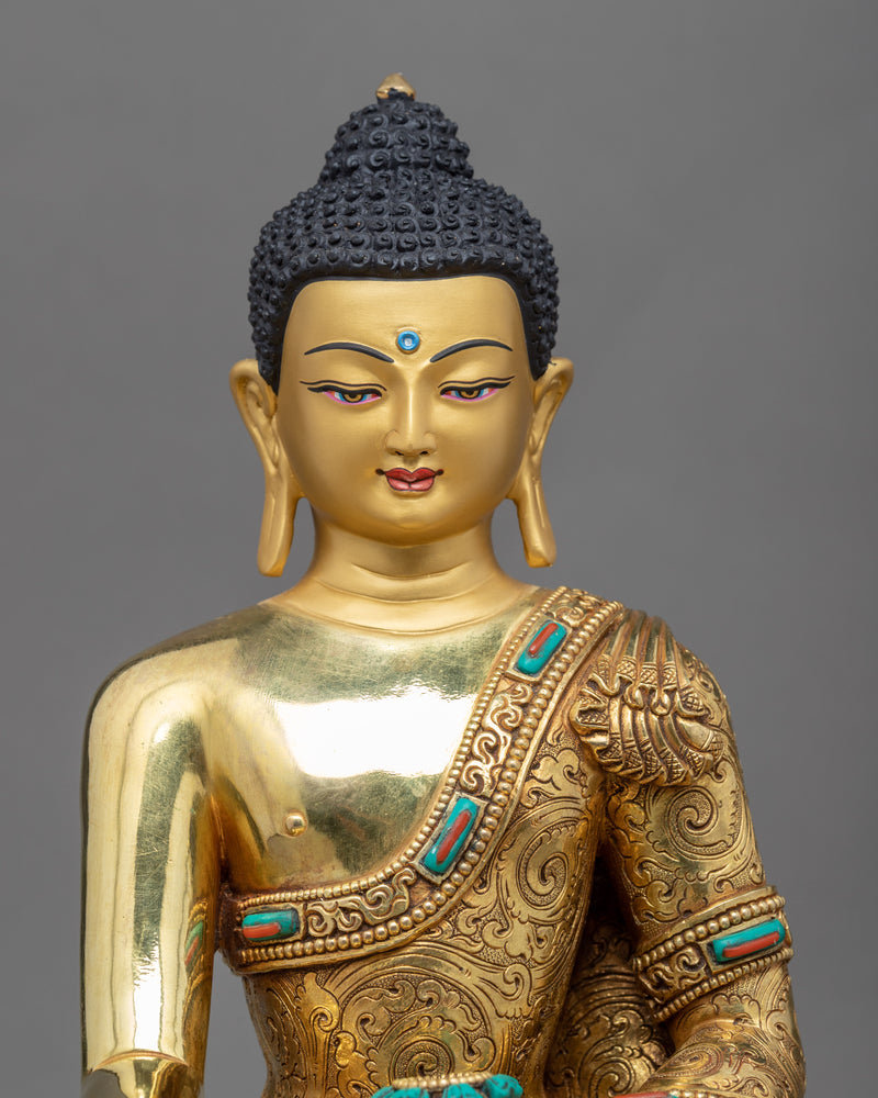 Gold Gilded Copper Buddha Statue | Tibetan Buddha Sculpture For Mindfulness