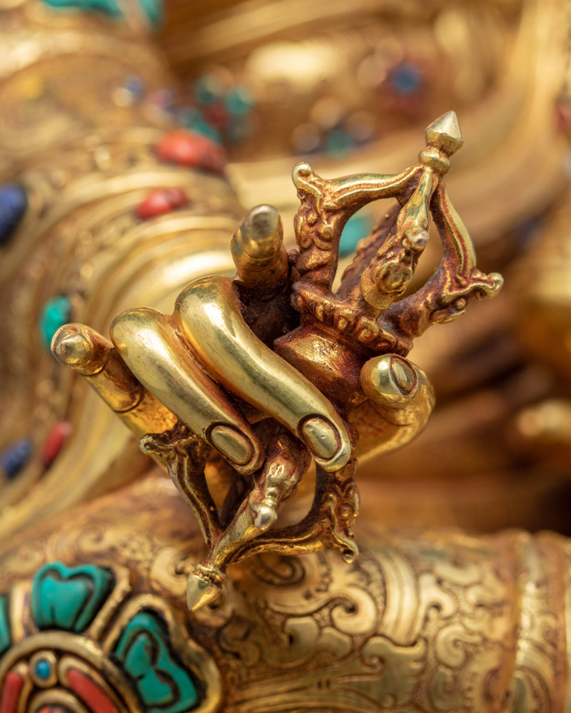 Guru Rinpoche Practice Sculpture | Lotus-Born Master Padmasambhava Gold Statue