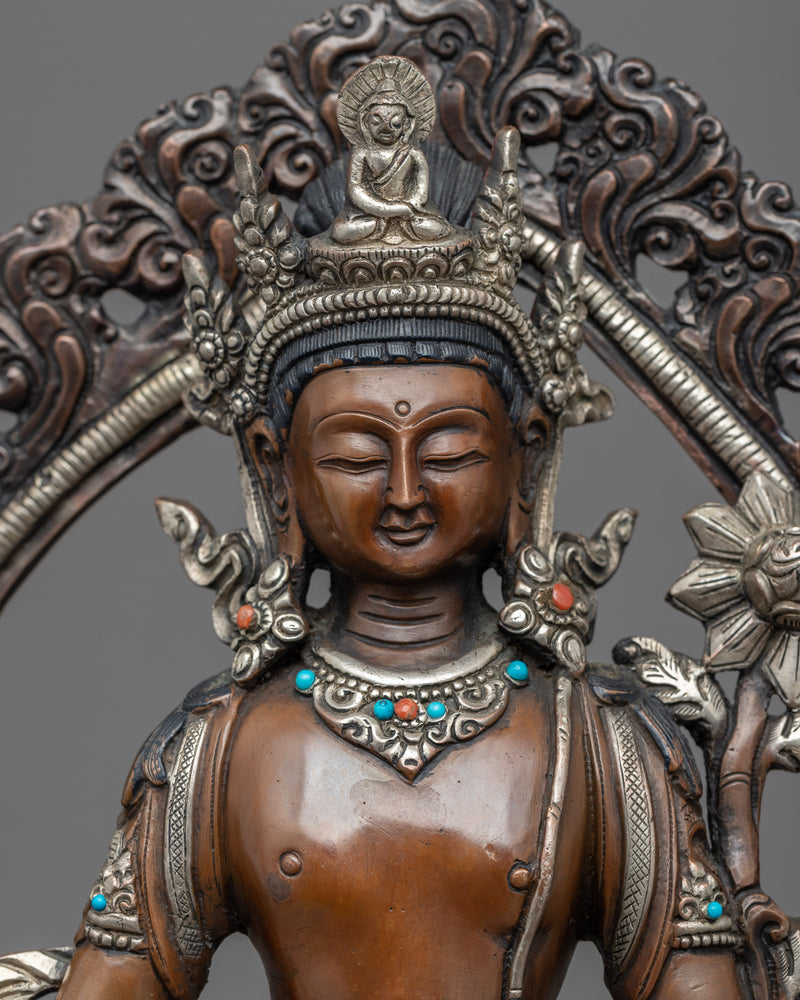 Standing Chenrezig Sculpture | Traditionally Hand Carved Art