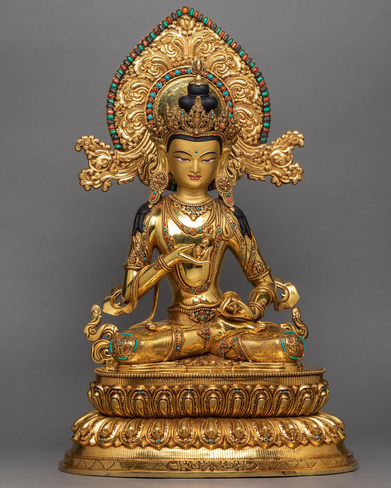 Handmade Vajrasattva Statue | Fine Quality 24K Gold Gilded Dorje Sempa Statue