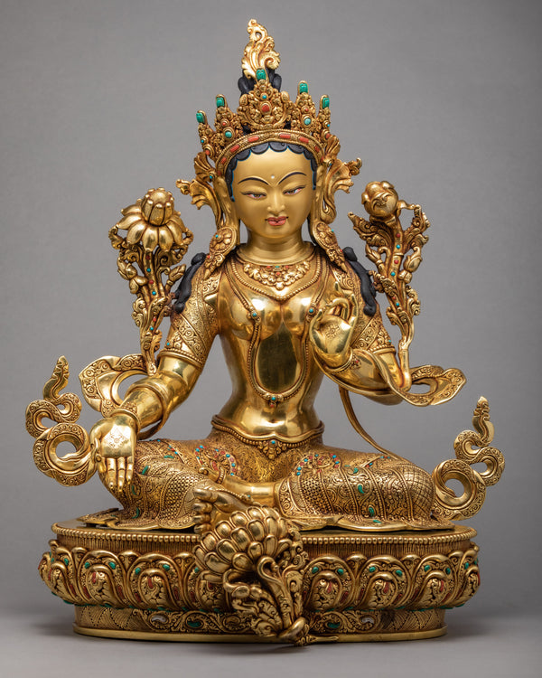 Bodhisattva green tara statue