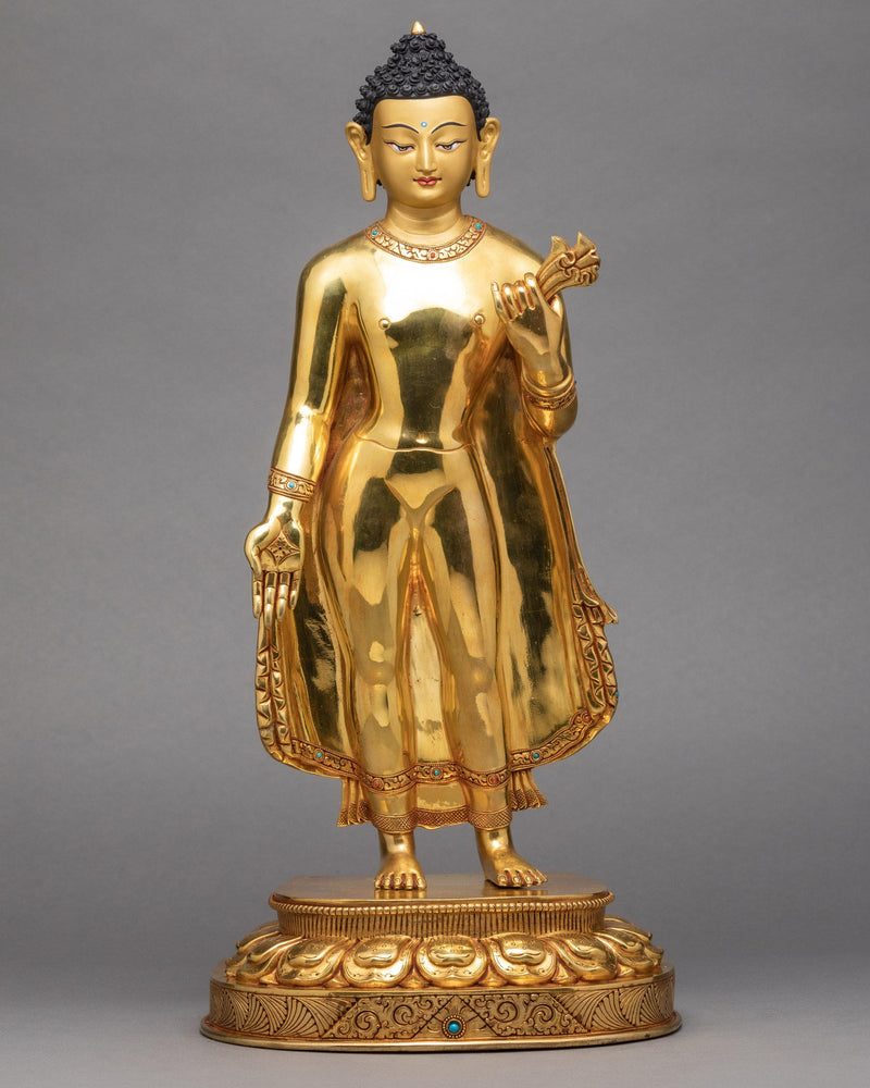 Standing Buddha Statue | Gautam Buddha | Gold Gilded Art