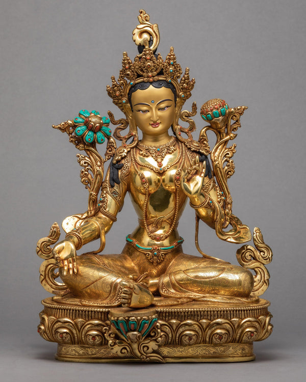Green Tara Statue in Tibetan Style | Tibetan Buddhist Sculpture | Tara Statue