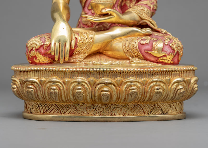 Earth Touching Buddha Sculpture | Gold Gilded Statue For Meditation