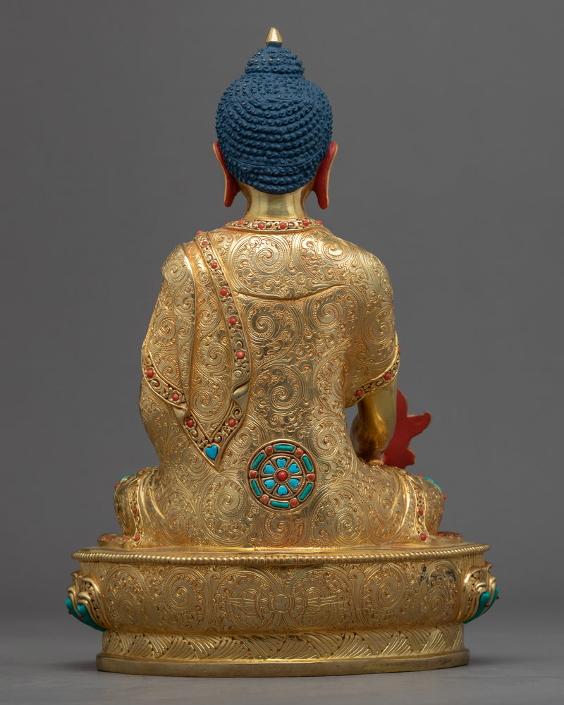 Tibetan Buddha Healing Meditation Statue | Gold Gilded Statue For Meditation