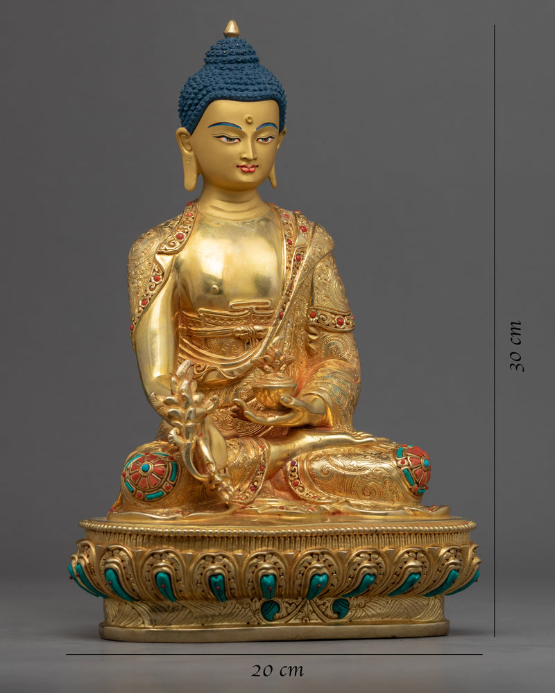 Tibetan Buddha Healing Meditation Statue | Gold Gilded Statue For Meditation