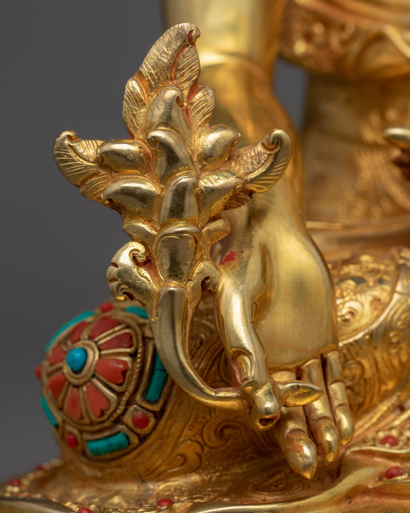 Tibetan Buddha Healing Meditation Statue | Gold Gilded Statue For Meditation