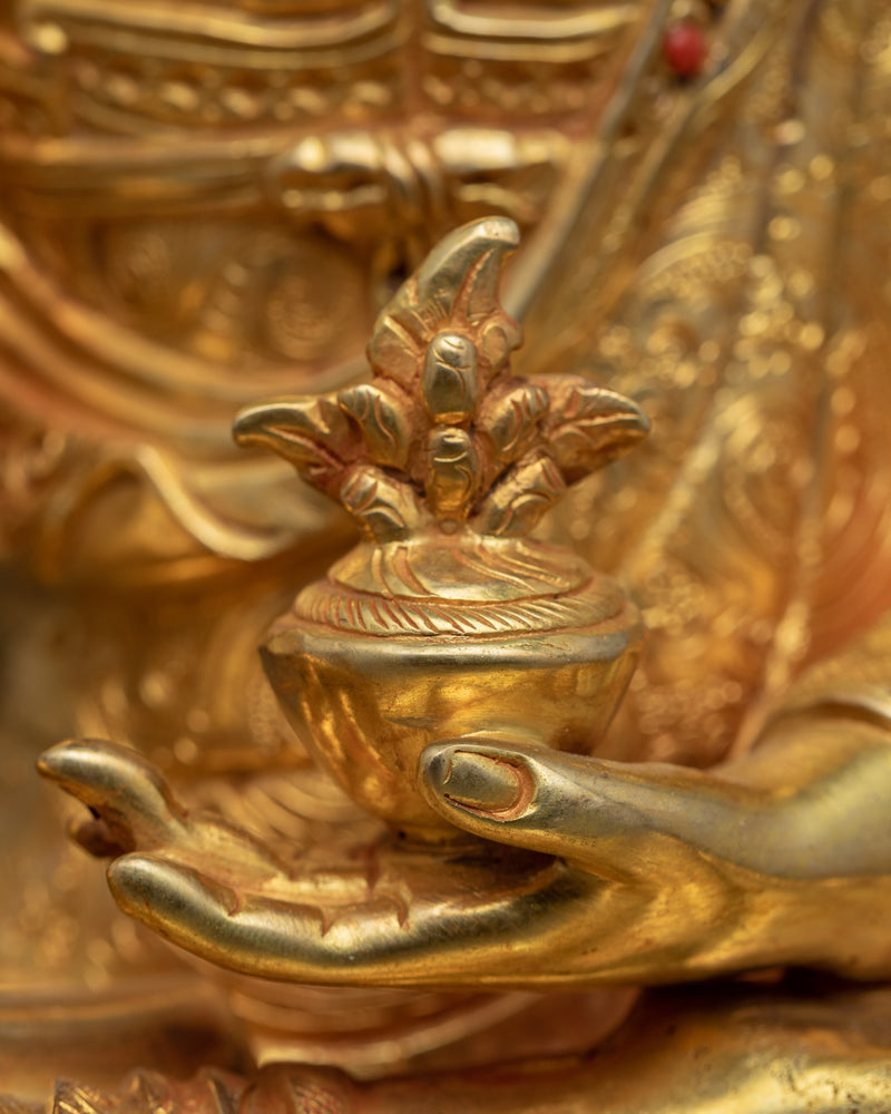 Tibetan Buddha Healing Meditation Statue | Gold Gilded Statue For Meditation