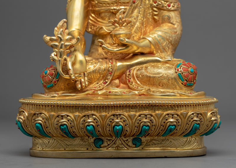 Tibetan Buddha Healing Meditation Statue | Gold Gilded Statue For Meditation