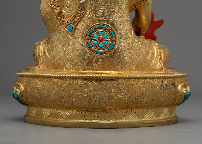 Tibetan Buddha Healing Meditation Statue | Gold Gilded Statue For Meditation