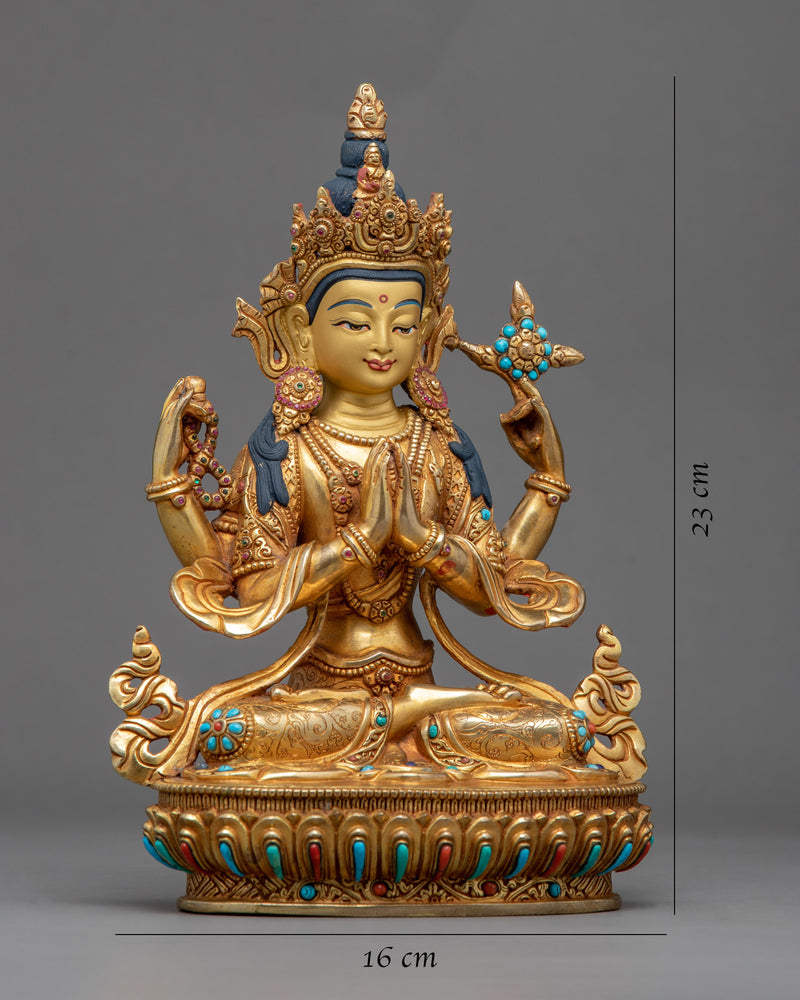 Bodhisattva Chenrezig Visualization Statue | Traditional Buddhist Bodhisattva Artcraft