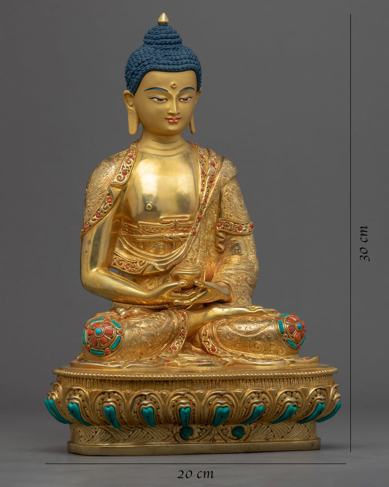 Buddha Amitabha Prayer Sculpture | Gold-Gilded Hand Carved Amitabha Statue