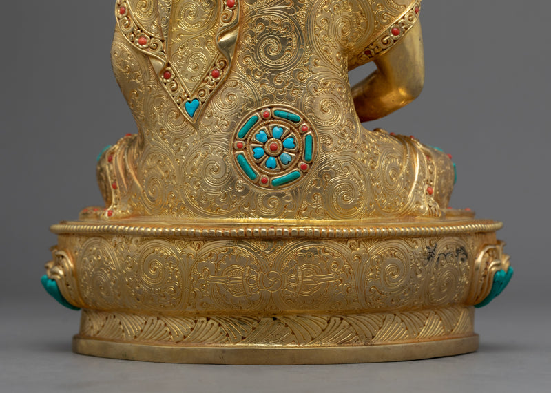 Buddha Amitabha Prayer Sculpture | Gold-Gilded Hand Carved Amitabha Statue