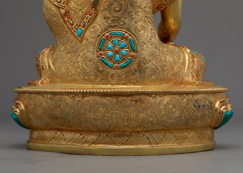 Historical Enlightened Buddha Statue | Himalayan Gold Gilded Statue For Meditation
