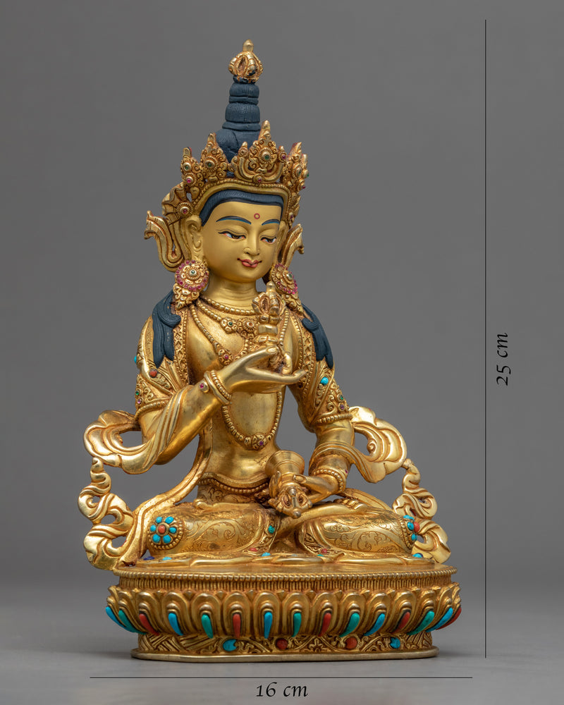Gold Gilded Practice Statue Of Mantra Vajrasattva | Tibetan Art Plated with Gold