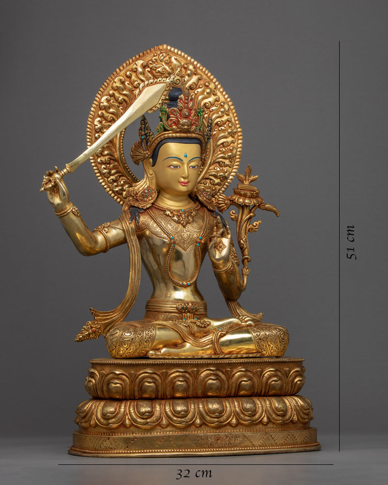 Manjushri Bodhisattva of Wisdom Sculpture | Handmade Figurine