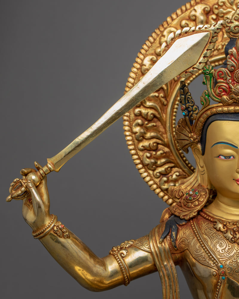 Manjushri Bodhisattva of Wisdom Sculpture | Handmade Figurine