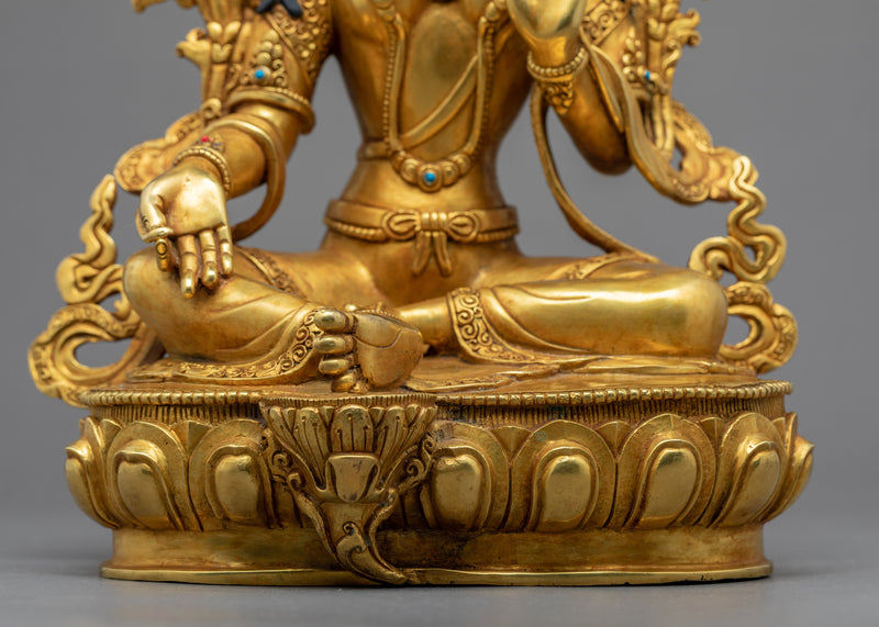Green Tara Devi Buddha Sculpture | Traditional Tibetan Art Of Female Buddha