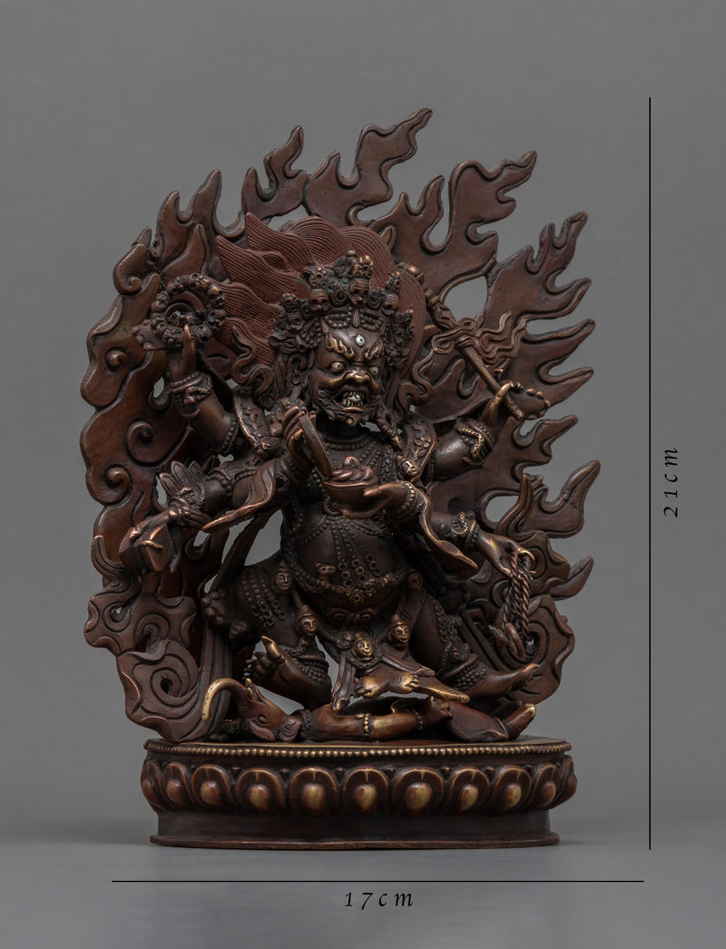 Mahakala 6 Armed Sculpture | Traditional Tibetan Mahakala Statue