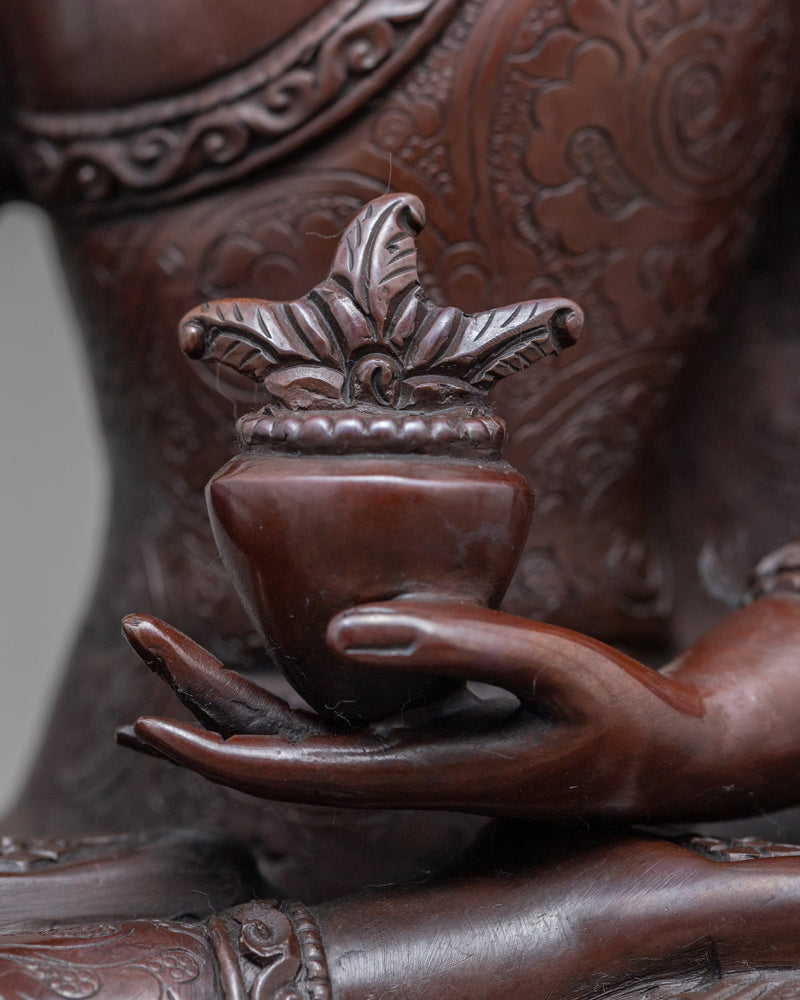 Statue Of Medicine Buddha Prayer For Healing | Gold Gilded Statue For Meditation
