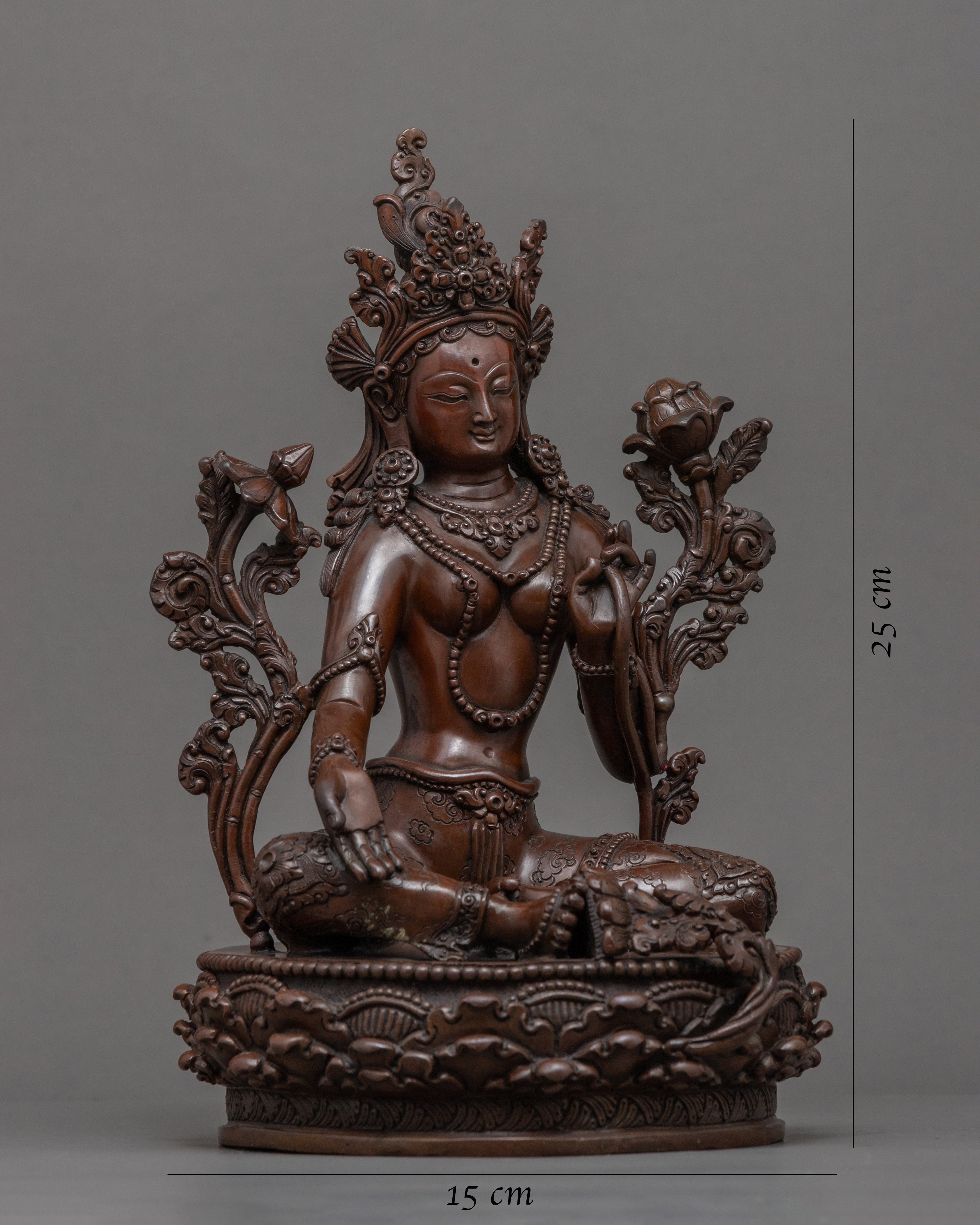 Green Tara Buddha Symbol Sculpture | Buddhist Deity Tara Figurine For Ritual
