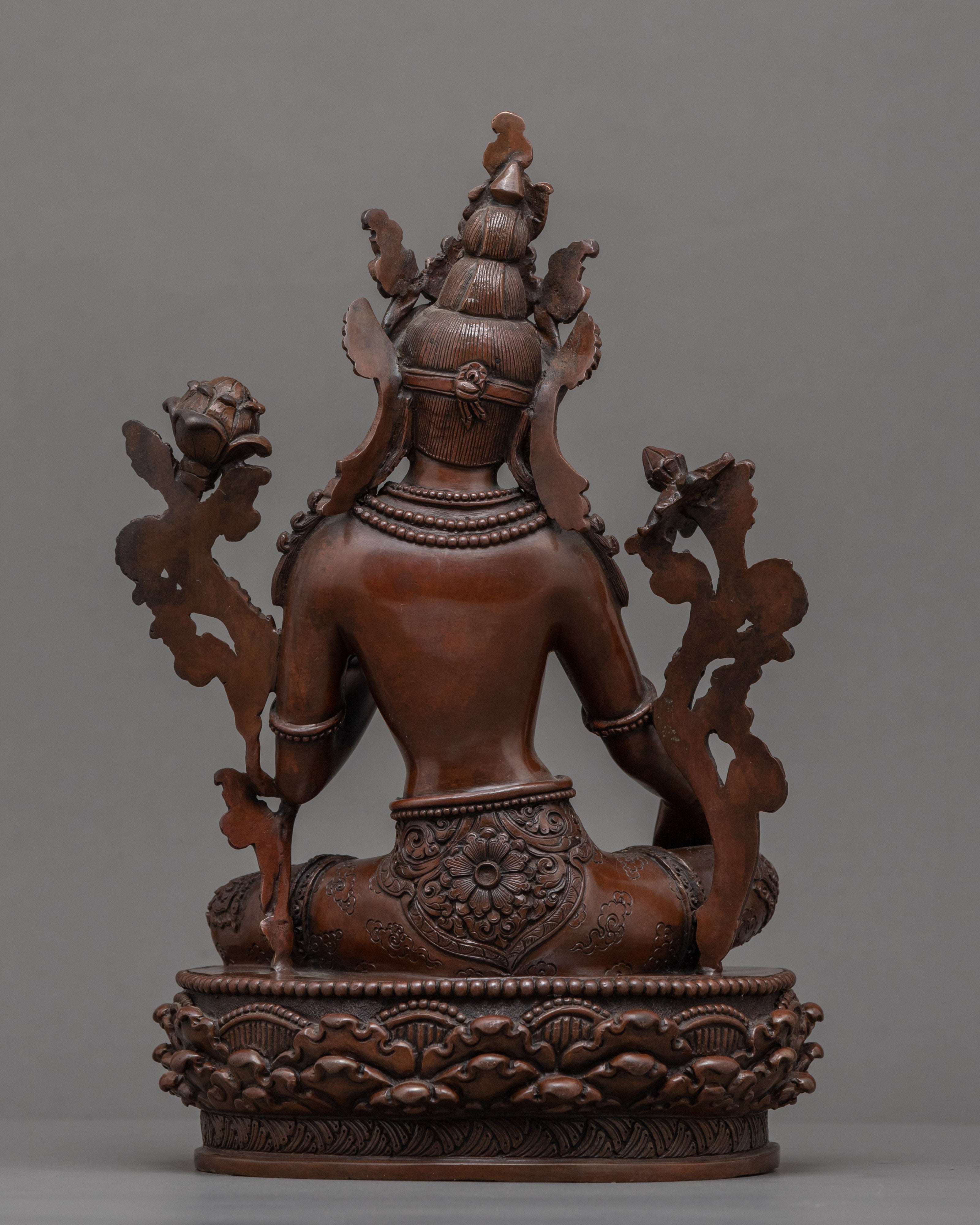 Green Tara Buddha Symbol Sculpture | Buddhist Deity Tara Figurine For Ritual
