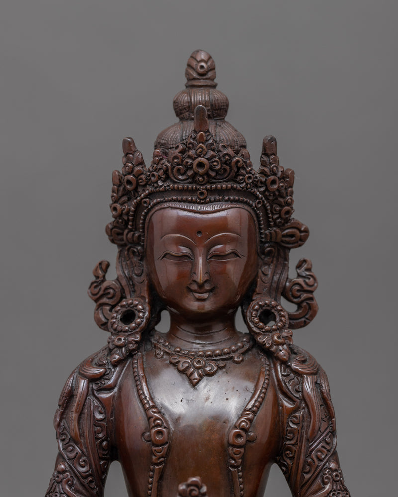 Long Life Buddha Mantra Sculpture | Buddha Amitayus Coper Body Statue