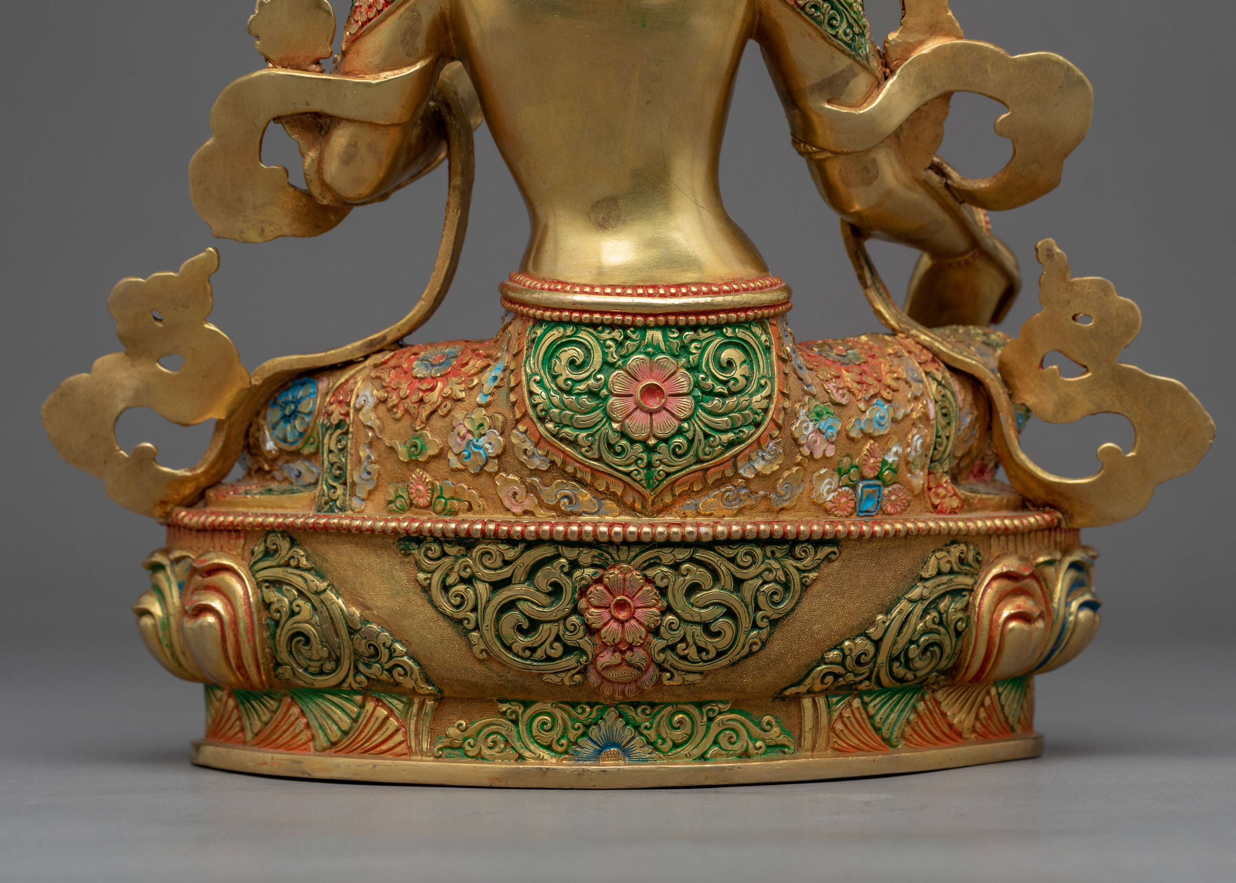 Traditional Green Tara Buddha Mantra Statue | Buddhist Art Of Mother Of Compassion