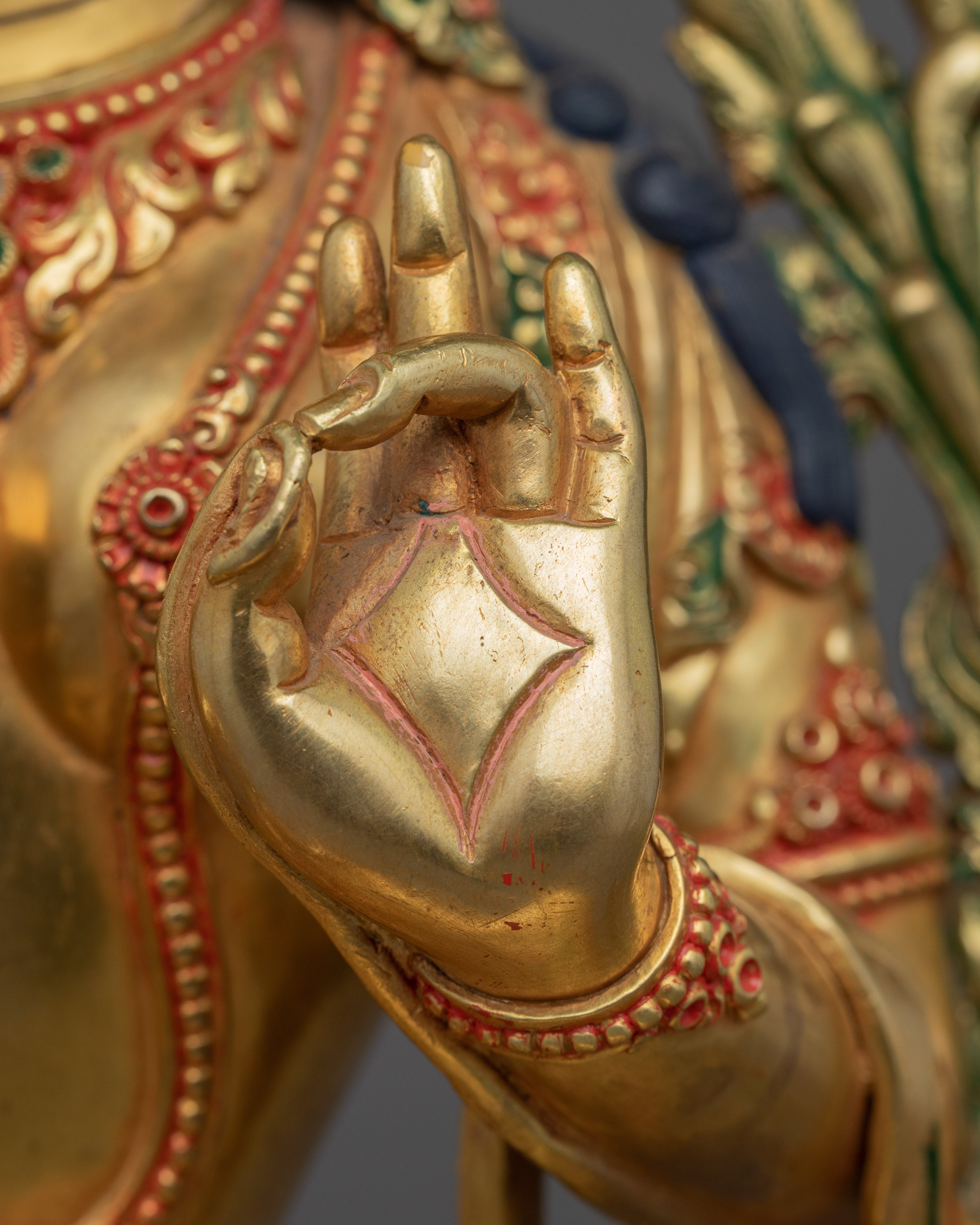 Traditional Green Tara Buddha Mantra Statue | Buddhist Art Of Mother Of Compassion