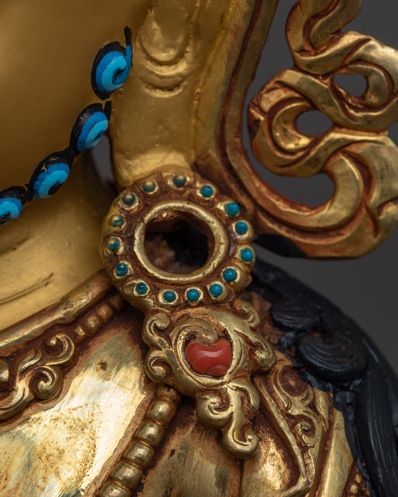 Wealth Deity Dzambhala Practice Sculpture | Gold Plated Himalayan Artwork
