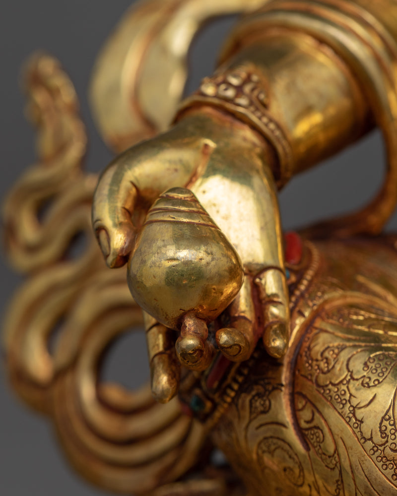 Wealth Deity Dzambhala Practice Sculpture | Gold Plated Himalayan Artwork
