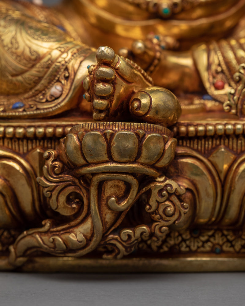 Wealth Deity Dzambhala Practice Sculpture | Gold Plated Himalayan Artwork