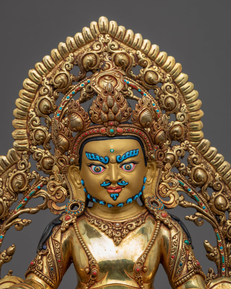 Wealth Deity Dzambhala Practice Sculpture | Gold Plated Himalayan Artwork
