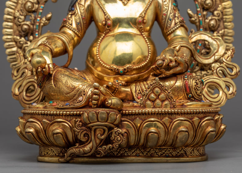 Wealth Deity Dzambhala Practice Sculpture | Gold Plated Himalayan Artwork