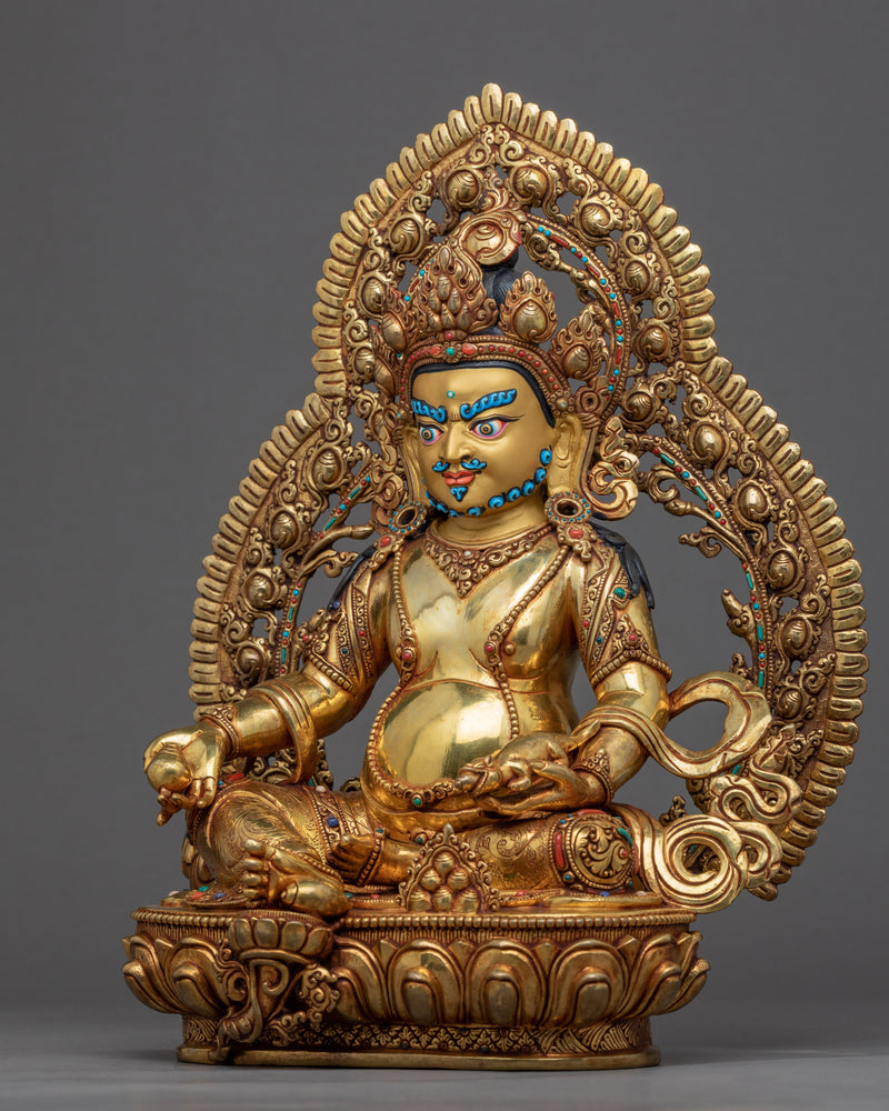 Wealth Deity Dzambhala Practice Sculpture | Gold Plated Himalayan Artwork