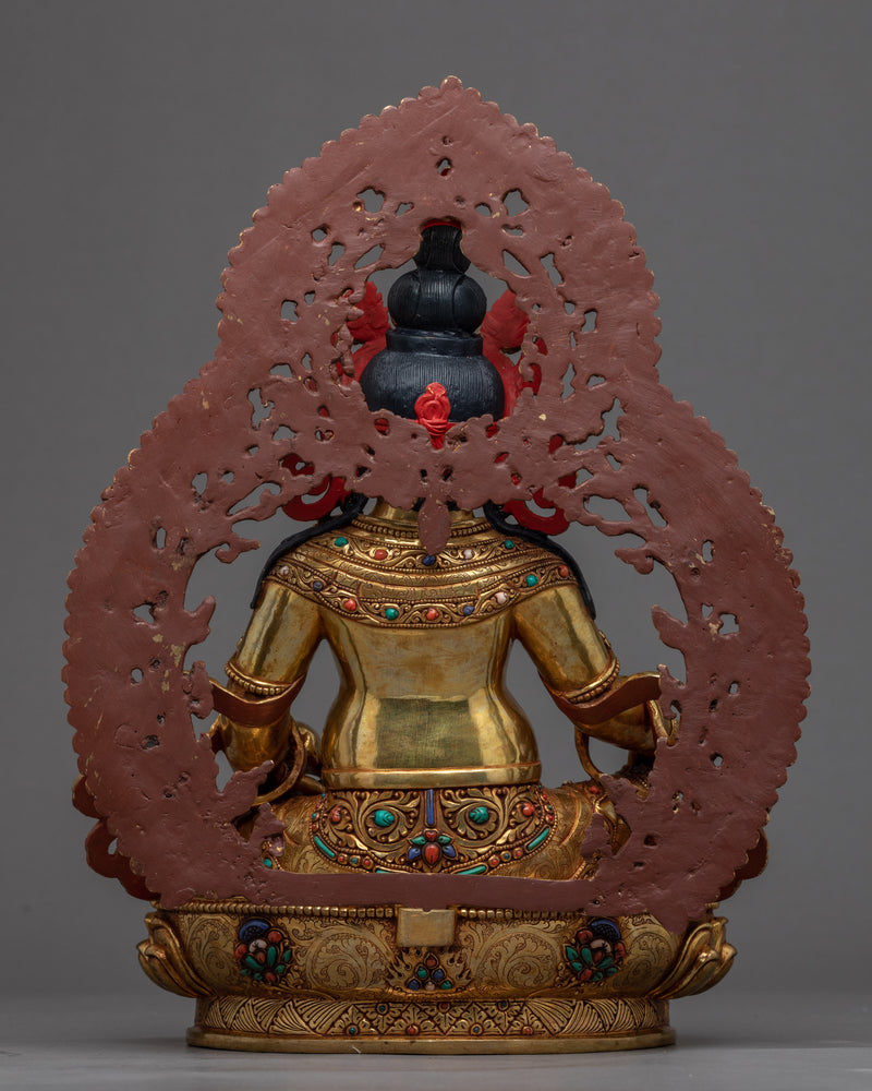 Wealth Deity Dzambhala Practice Sculpture | Gold Plated Himalayan Artwork