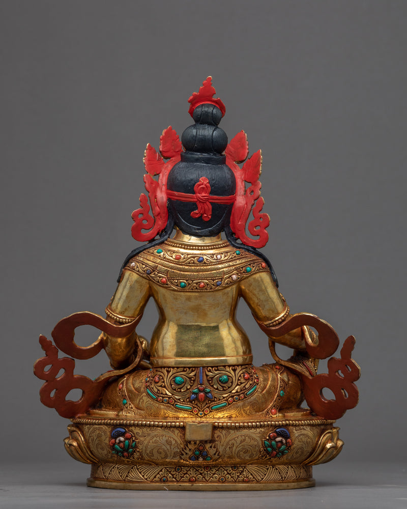 Wealth Deity Dzambhala Practice Sculpture | Gold Plated Himalayan Artwork