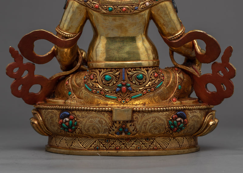 Wealth Deity Dzambhala Practice Sculpture | Gold Plated Himalayan Artwork
