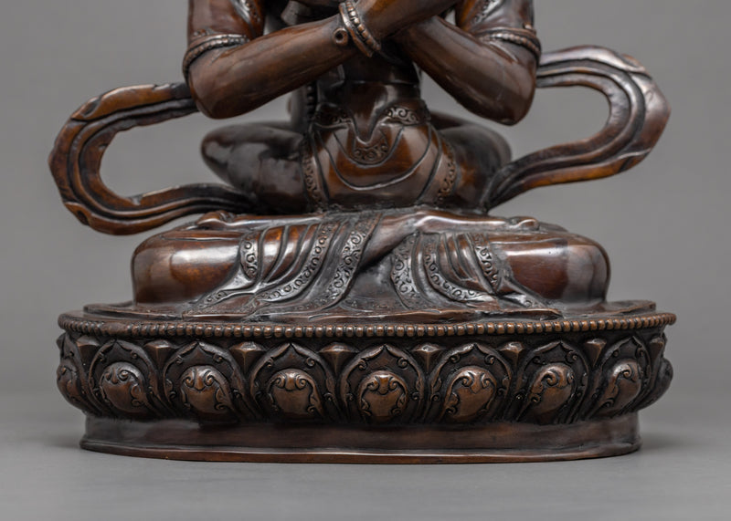 Oxidized Copper Statue Of Vajradhara and Consort |  Tibetan Buddha Sculpture For Mindfulness